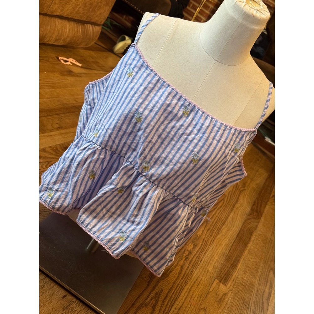 American Eagle Summer I Turned Pretty Striped Floral Peplum Cami Top XXL NWT